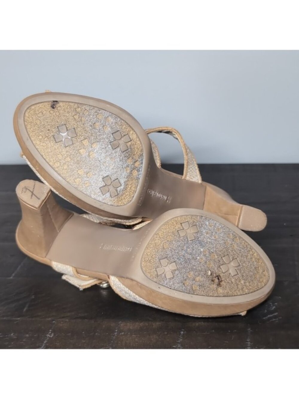 Naturalizer Kole Sandals Tan Woven Buckle Peep Toe Heels N5 Comfort Womens 7 - Picture 12 of 15